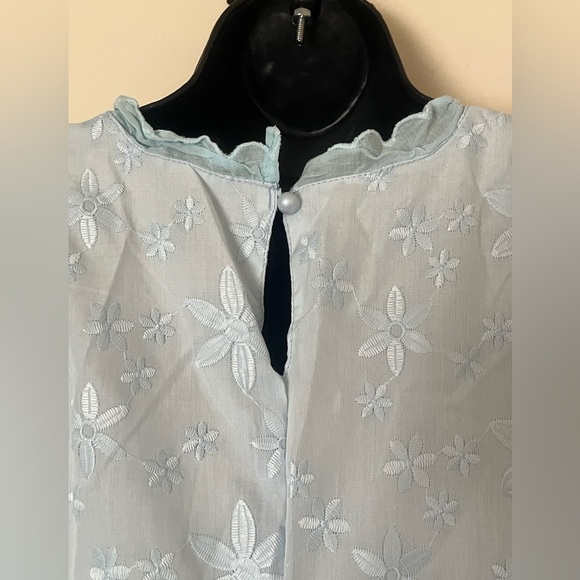 Floral Embroidered Blue Dress - Picture 2 of 3